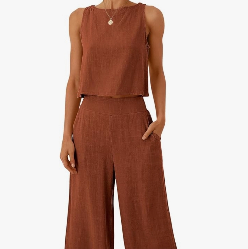 Women's Brick Red Wide-Leg Jumpsuit